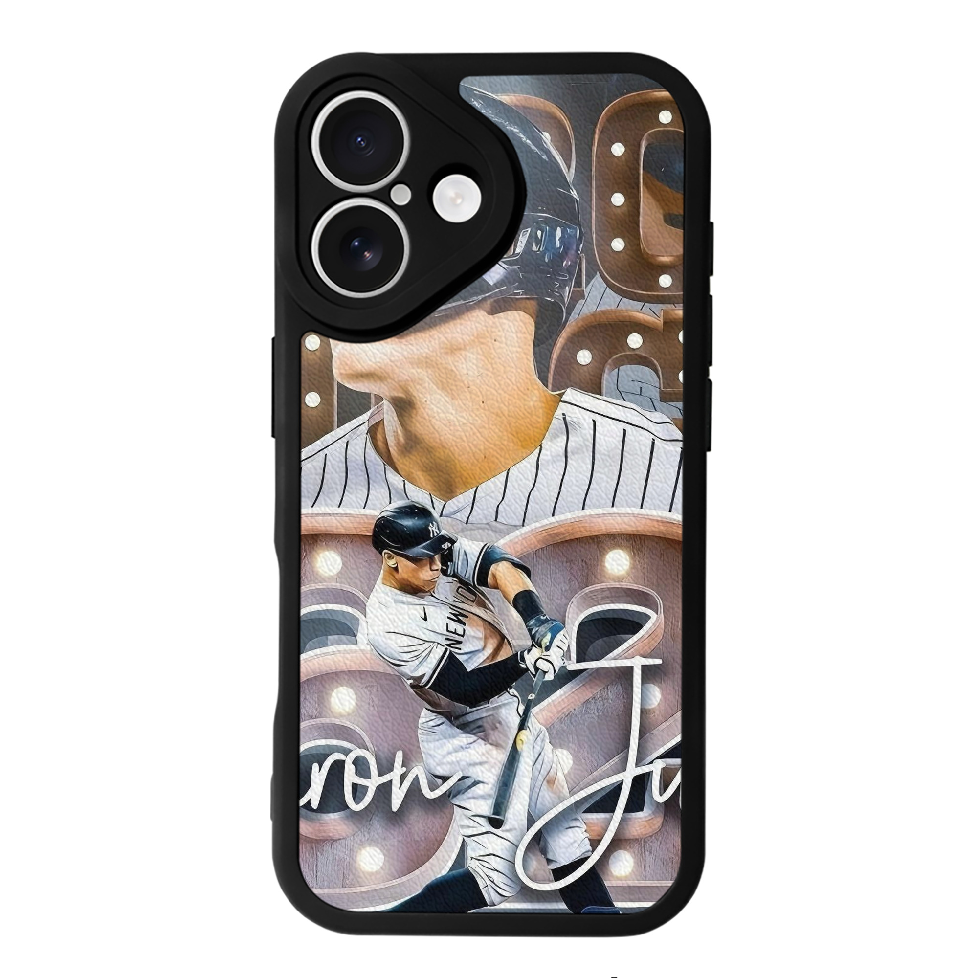 Aaron Judge 62 Home Runs IPhone 16 Silicone Leather Case – UV Print, Lambskin Texture – Perfect Fit, Wireless Charging Compatible, Scratch Resistant, Precise Cutouts – Stylish Protection For IPhone 16
